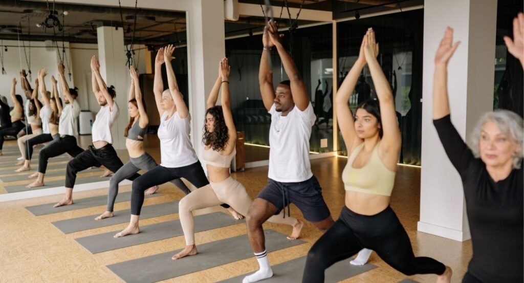 busy group fitness classes
